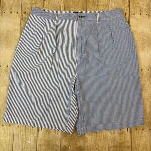 Tommy Hilfiger Seersucker Shorts Size 34 Blue Gingham and Stripes